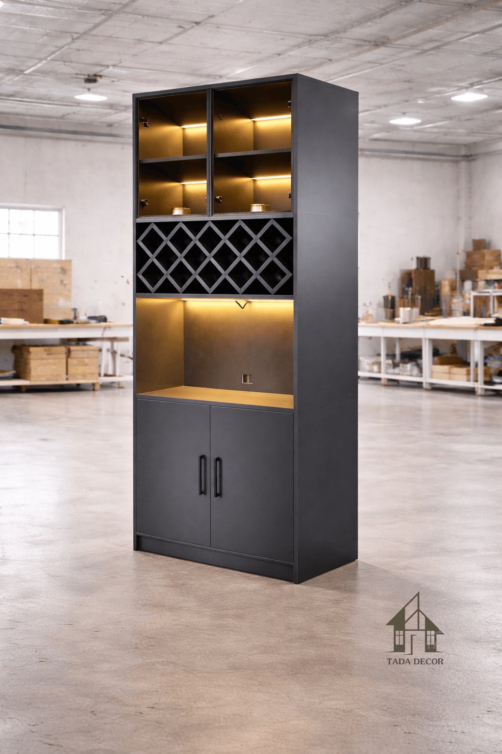 Tủ rượu cánh kính có đèn LED sang trọng TADA
