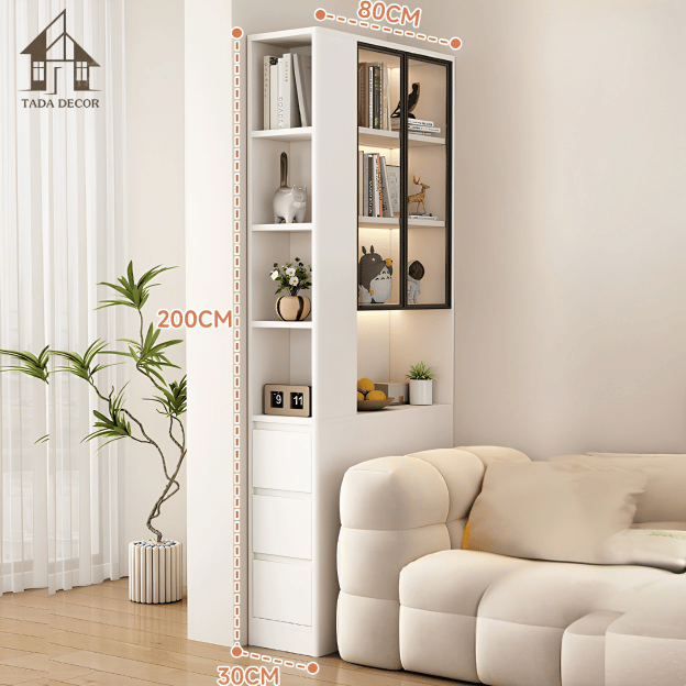 kệ sách có tủ kính đa năng cho phòng khách TADA