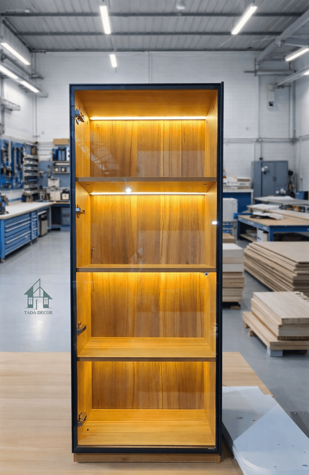 tủ trung bày cánh kính kèm đèn LED