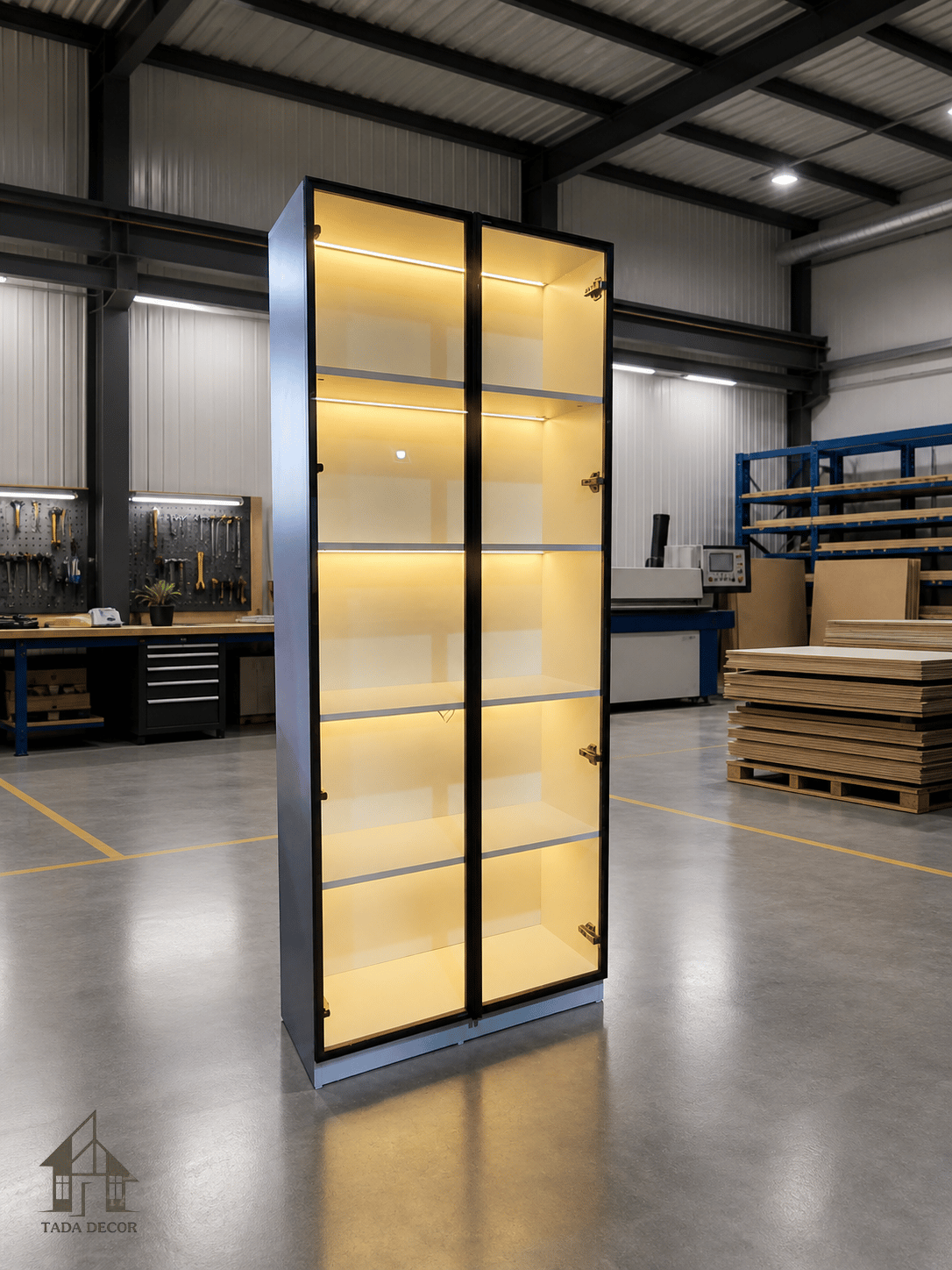 tủ trưng bày cánh kính đèn LED TADA