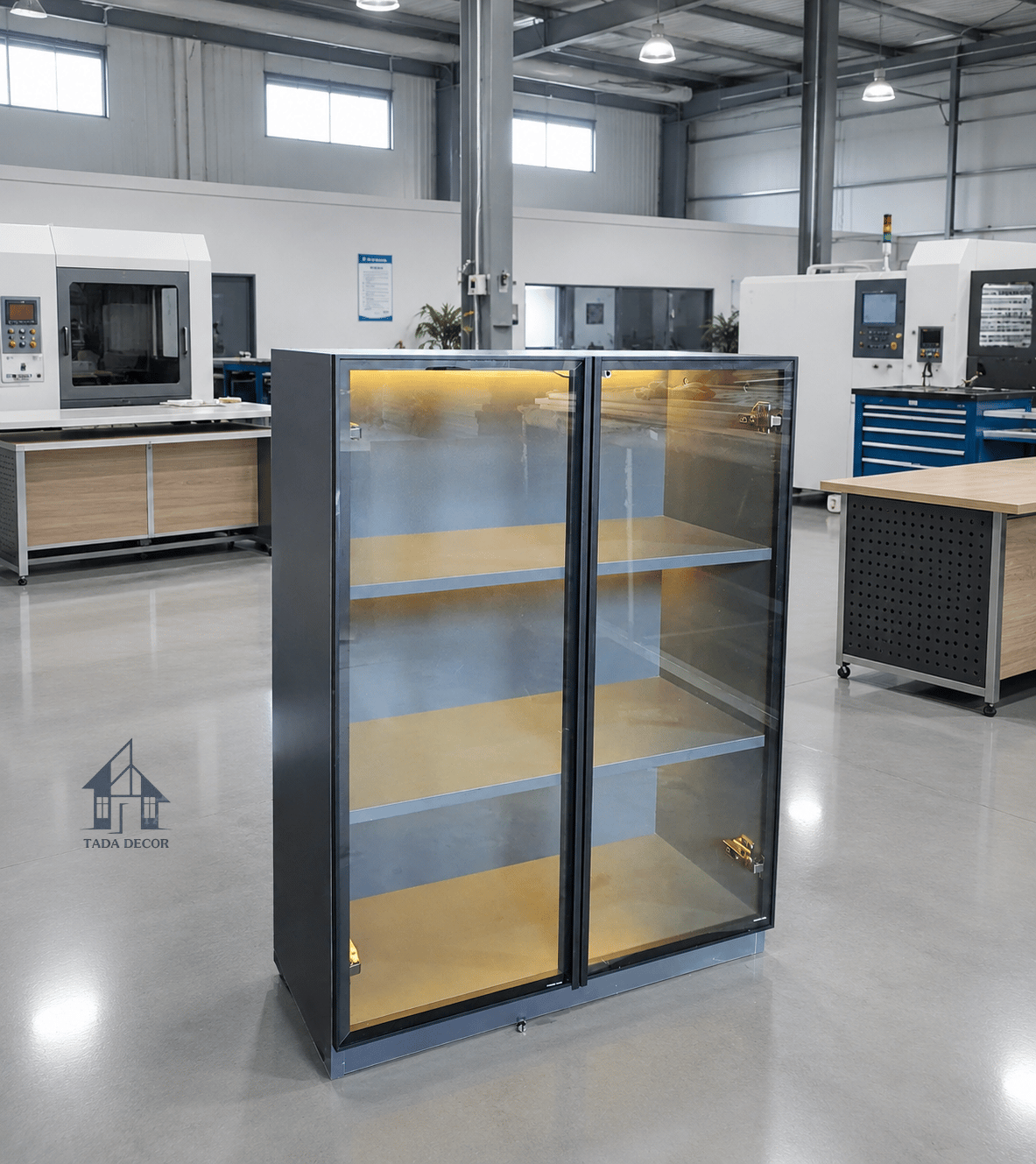tủ rượu trưng bày cánh kính đèn LED TADA