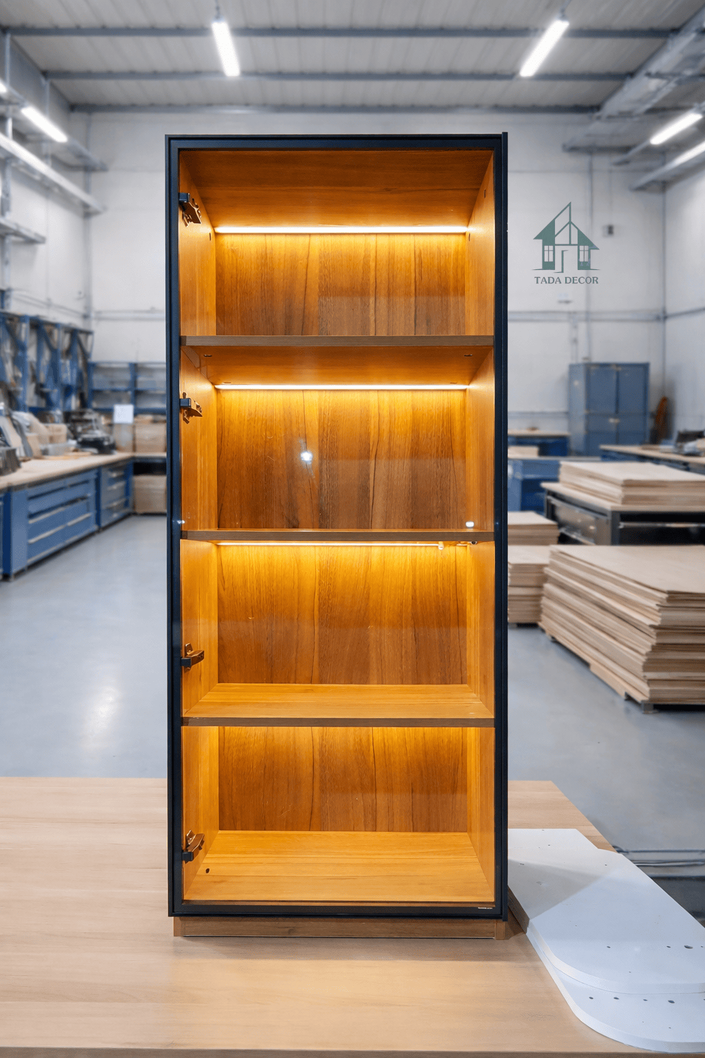 tủ trưng bày cánh kính có đèn LED TADA