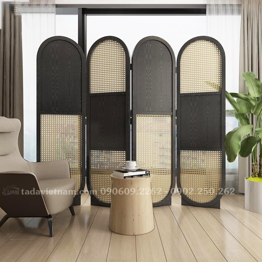 Vách ngăn phòng kết hợp mây mắt cáo dạng vòm cách điệu TADA - TD988