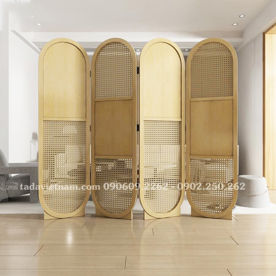 Vách ngăn phòng kết hợp mây mắt cáo dạng vòm cách điệu TADA - TD988