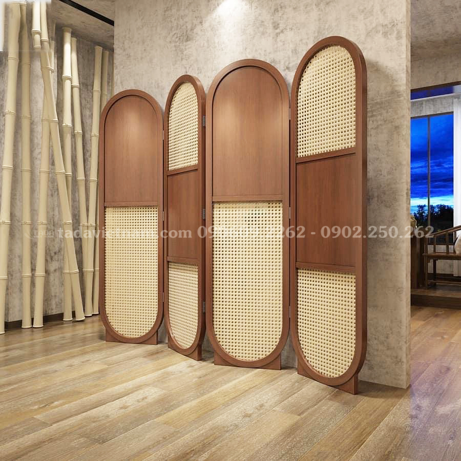 Vách ngăn phòng kết hợp mây mắt cáo dạng vòm cách điệu TADA - TD988