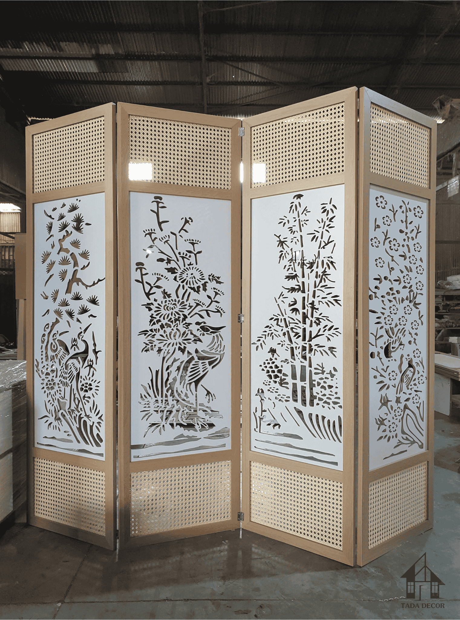 vách CNC ngăn phòng phối mây cho phòng khách