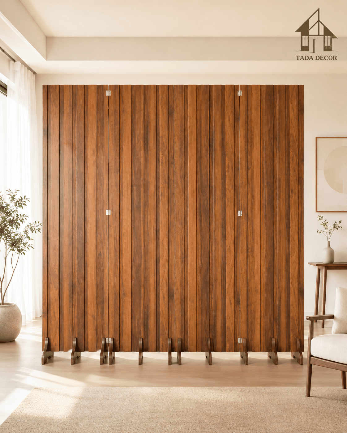 vách ngăn phòng gỗ mdf trơn TADA