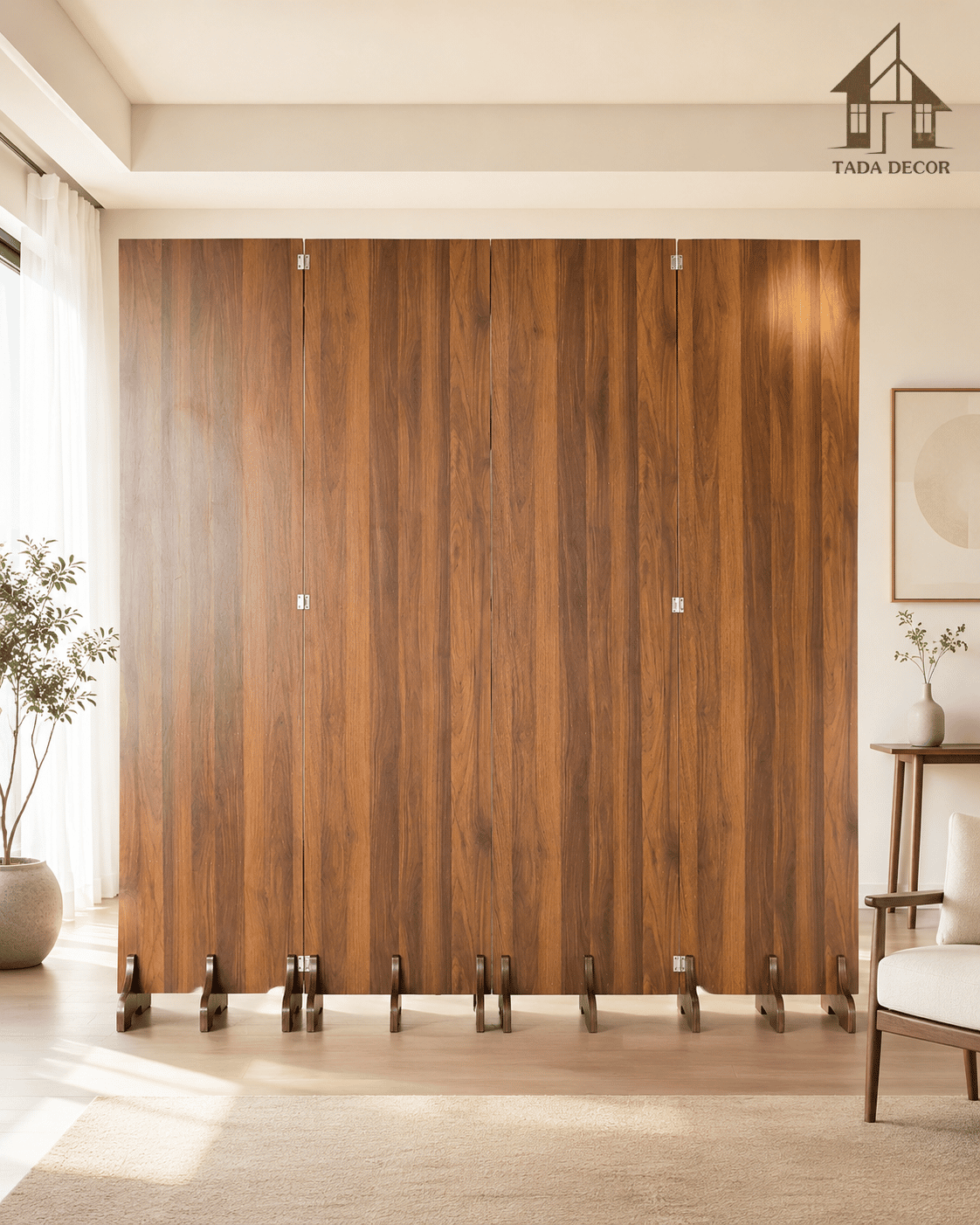 vách ngăn phòng gỗ mdf trơn TADA