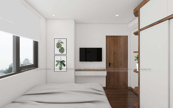 THỰC TẾ CĂN 2 PHÒNG NGỦ CHO BỐ MẸ VÀ BÉ TÔNG MÀU GỖ ÓC CHÓ