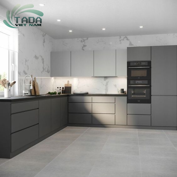 Tủ bếp gỗ công nghiệp chữ L hiện đại và tiện nghi, thương hiệu TADA Việt Nam - TD3030