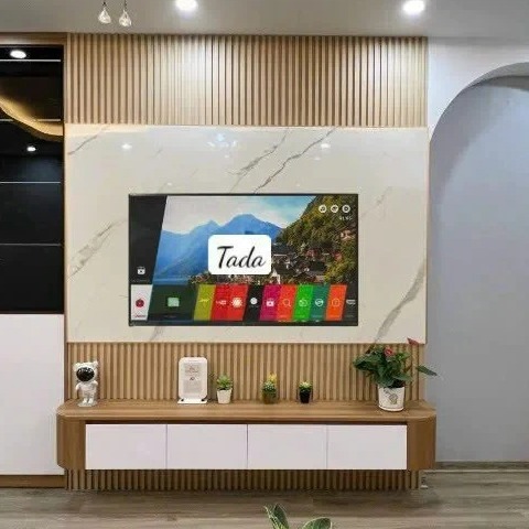 Kệ tivi treo tường hiện đại kiểu dáng bo cong sang trọng cho phòng khách TDTV77