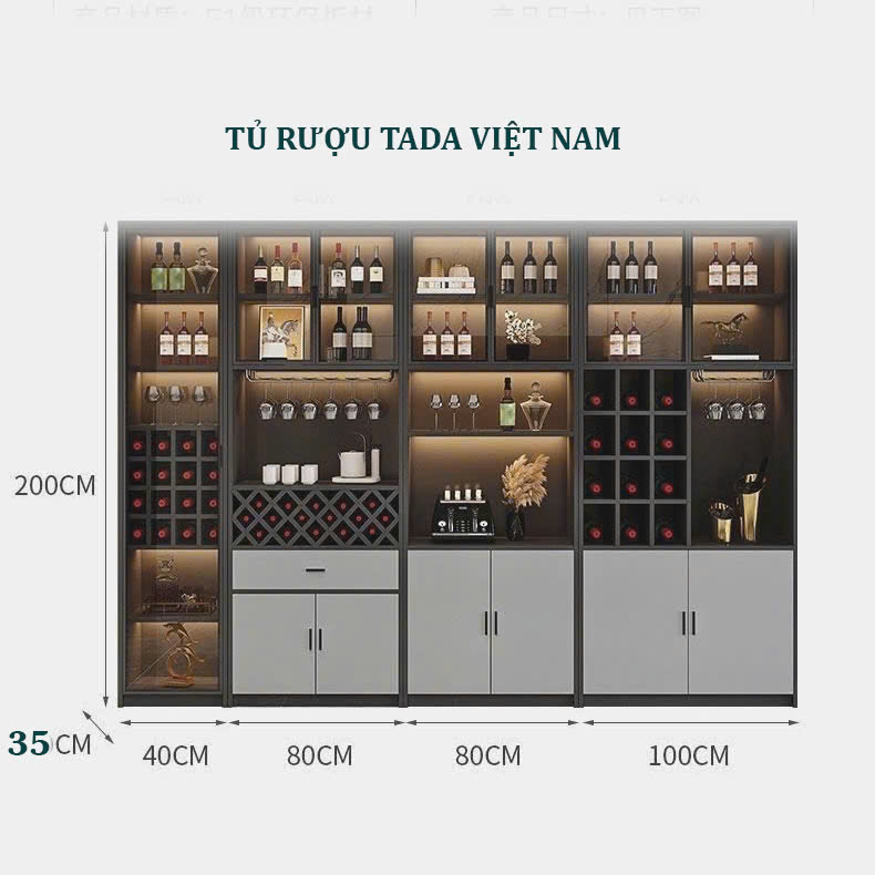 Tủ rượu đẹp phòng khách chất liệu gỗ MDF thương hiệu TADA- TDTR60