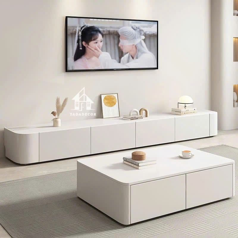 Kệ tivi để sàn phòng khách màu trắng thương hiệu TADA VIETNAM- TDTV886