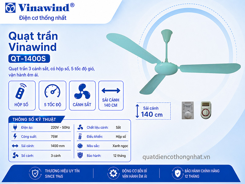 Quạt trần Vinawind QT-1400S