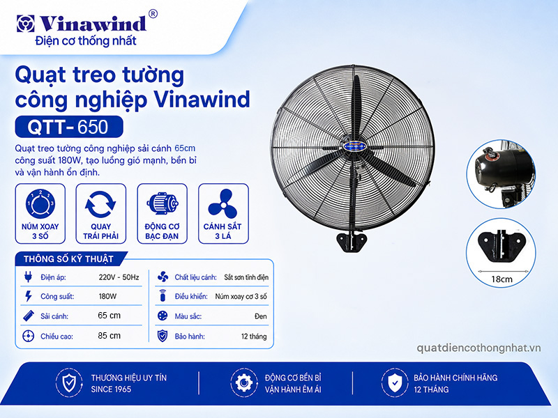 Quạt treo tường công nghiệp Vinawind QTT-650