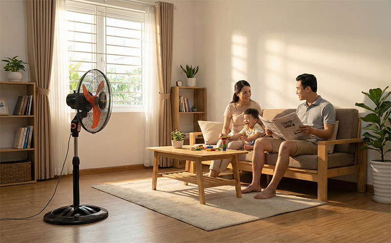 Quạt cây Vinawind QĐL-400M Thân quạt có thể thay đổi được chiều cao 88-95cm, độ dài dây điện 2.2m