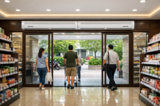 Quạt cắt gió ở cửa hàng tiện lợi