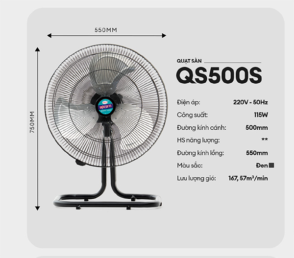 Quạt sàn điện cơ 91 QS-500