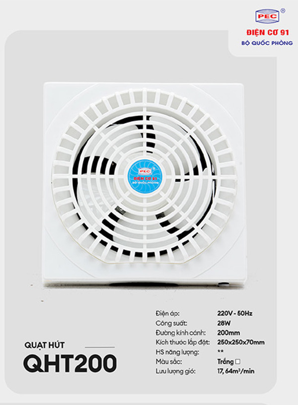 Quạt thông gió gắn tường điện cơ 91 QHT-200