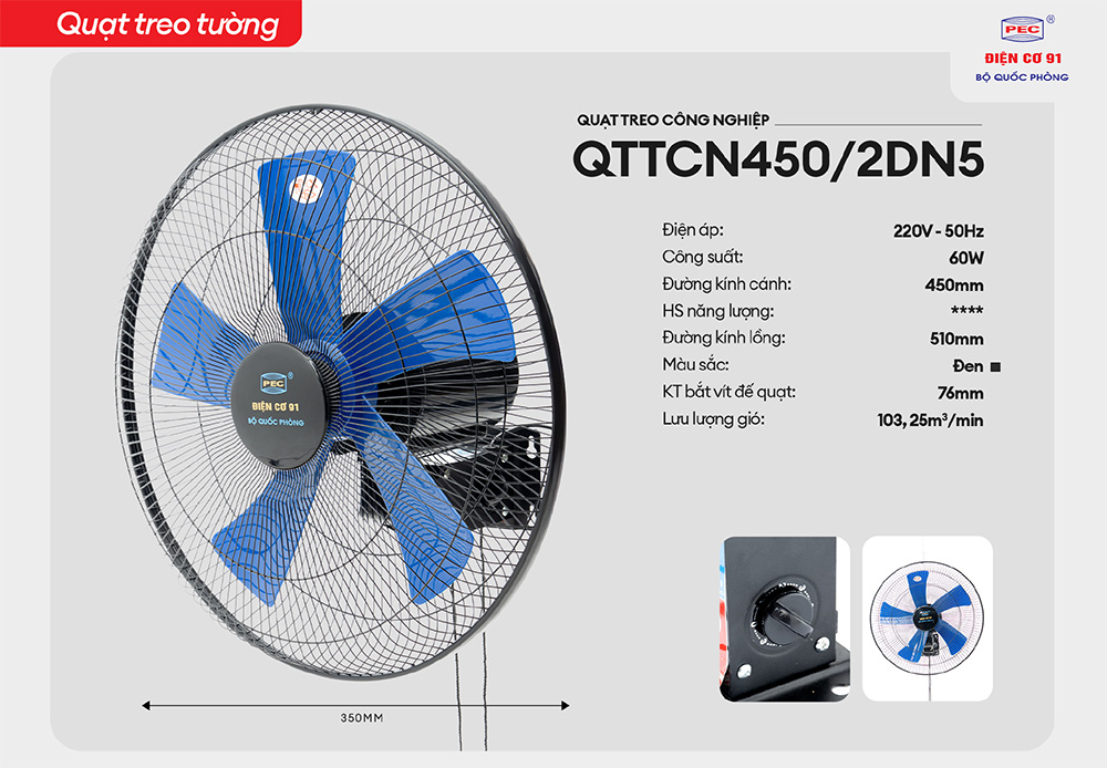 Quạt treo tường điện cơ 91 QTT-CN450/2DN5