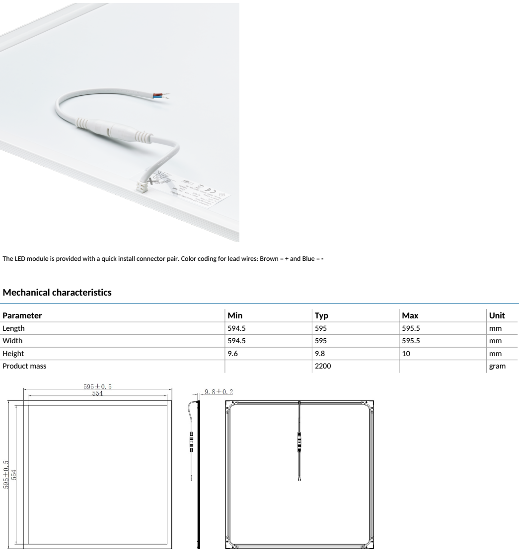 kích thước đèn CertaFlux LED panels UC