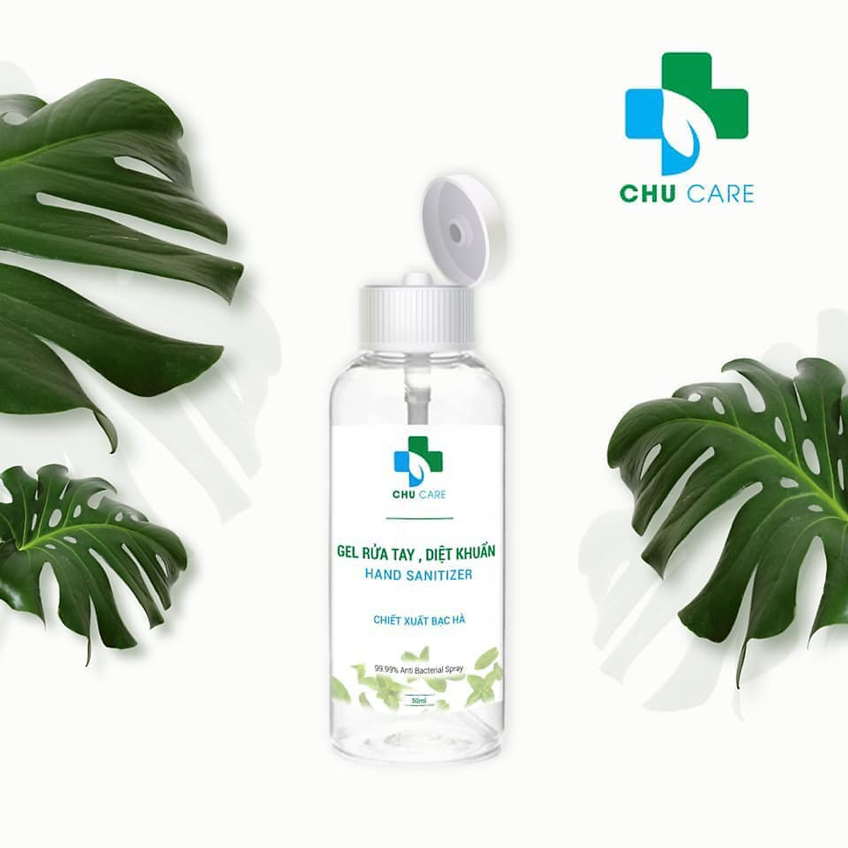 Gel rửa tay khô diệt khuẩn CHU CARE 50ml chiết xuất bạc hà