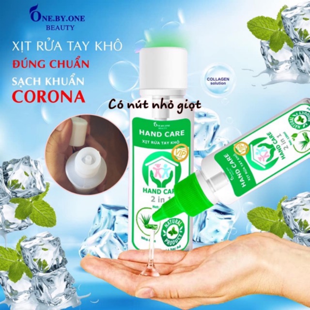 Gel xịt rửa tay khô ONE BY ONE 120ml chiết xuất bạc hà lô hội dưỡng da tay