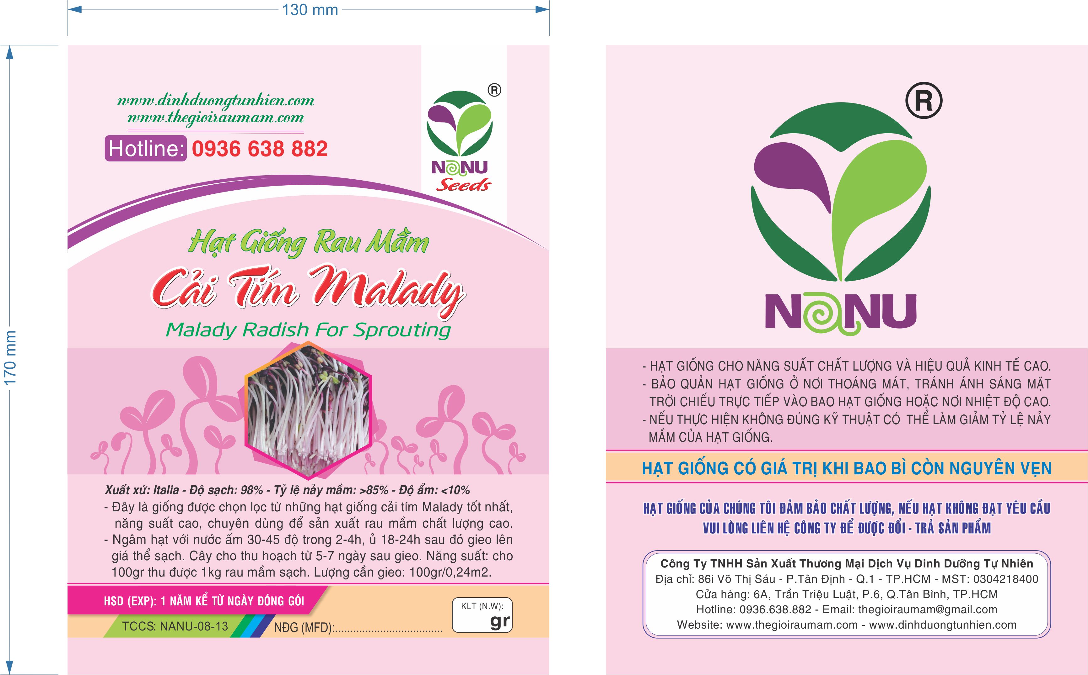 Gói 100g Hạt Giống Rau Mầm Cải Tím Malady_ Thế Giới Rau Mầm