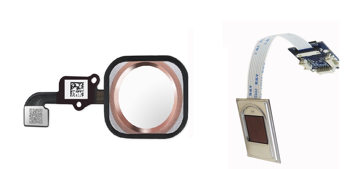 Cảm biến vân tay bán dẫn trên khoá cửa thông minh.