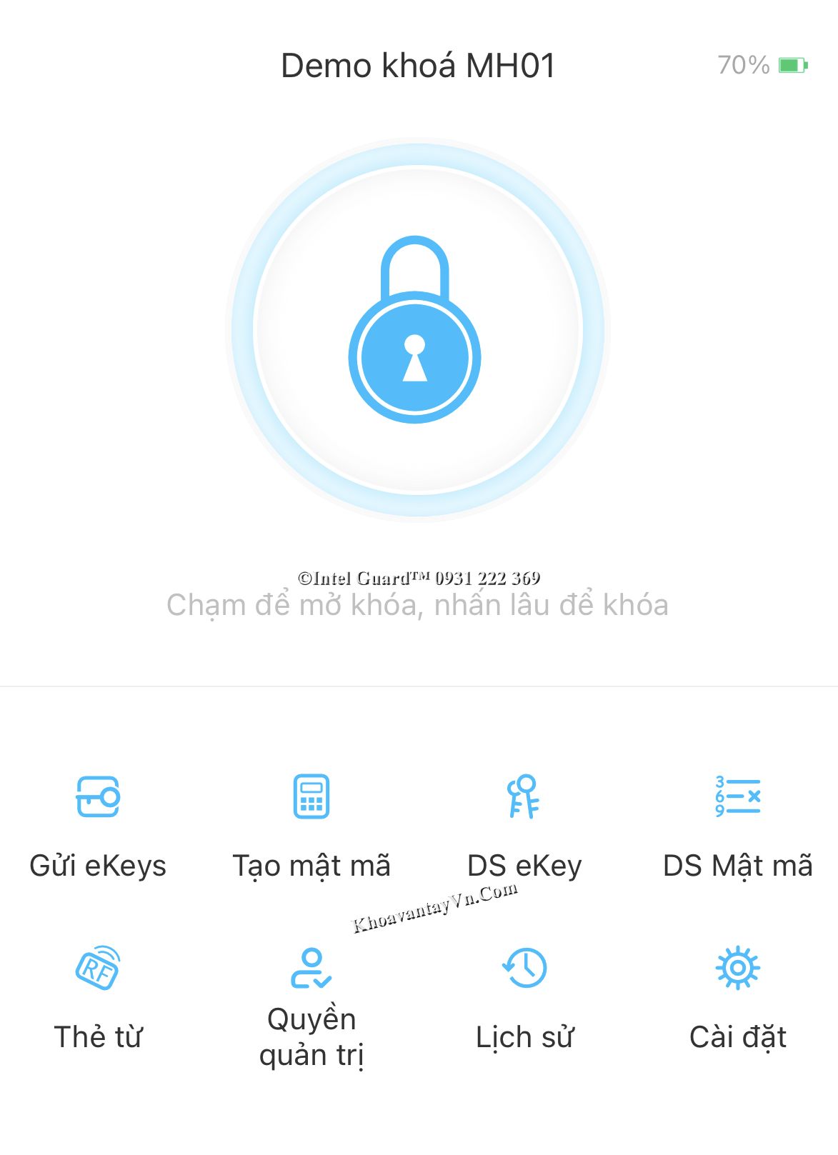 Giao diện sử dụng khóa từ thông minh cho nhà trọ, căn hộ, nhà cho thuê thân thiện dễ dùng