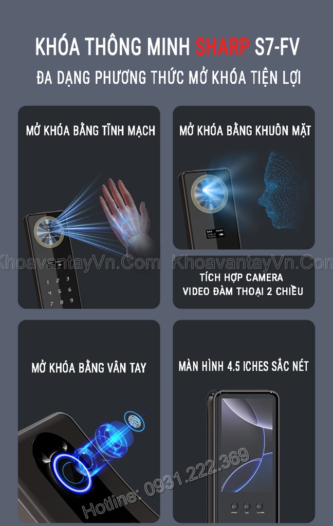 Khóa thông minh Sharp S7-FV đa dạng phương thức mở khóa tiện ích
