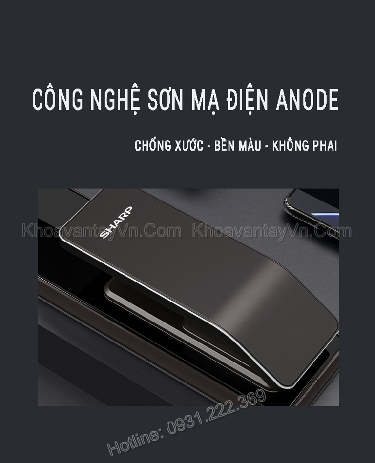 Khóa thông minh khuôn mặt Sharp S7-FV với công nghệ sơn mạ điện Anode chống xước bền màu