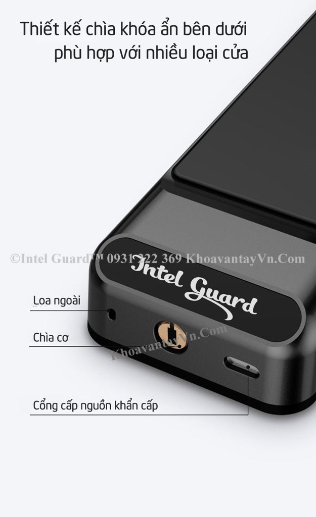 Khóa điện tử thông minh MK830 thiết kế chìa cơ ẩn dưới phù hợp lắp nhiều loại cửa khác nhau