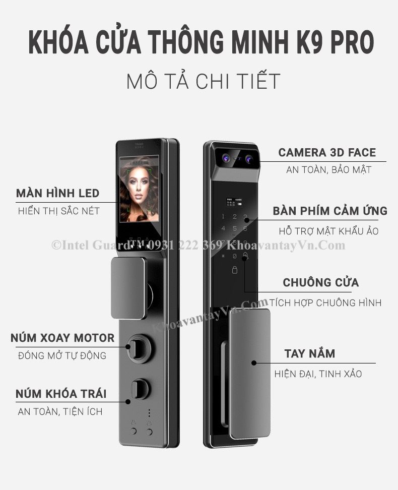 Mô tả chi tiết khóa thông minh khuôn mặt K9 Pro