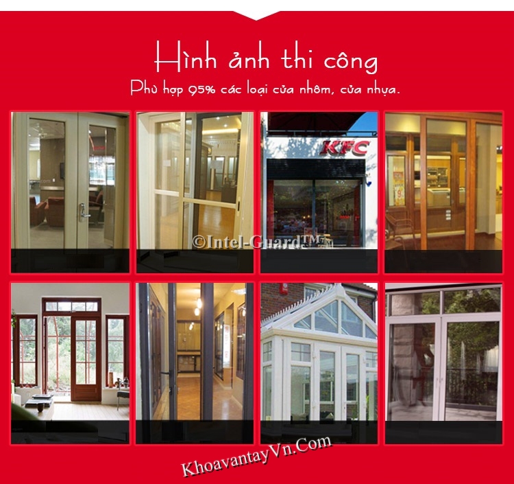 Khoá cửa vân tay KCN803 phù hợp với các loại cửa nhôm, cửa nhựa hiện nay