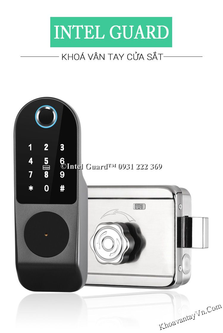 Khoá từ vân tay cổng sắt cửa inox X1 vân tay 1 mặt