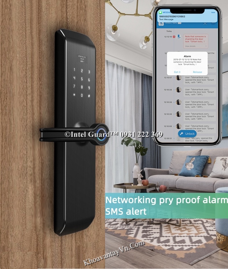 Khóa cửa thông minh D1 kết nối điện thoại thông minh mở khóa từ xa.