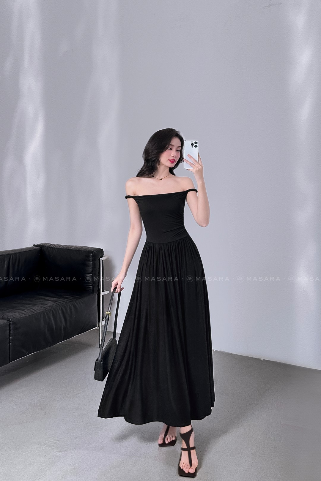 ĐẦM THUN DÀI 2 DÂY ĐEN