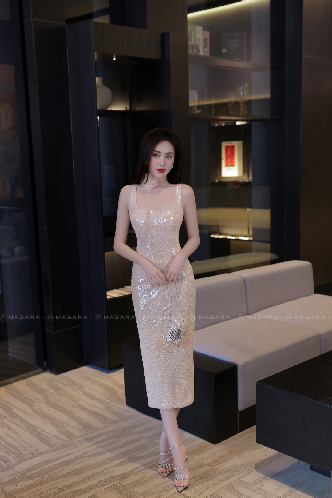 ĐẦM BODY KIM SA KEM + CHOCKER HOA