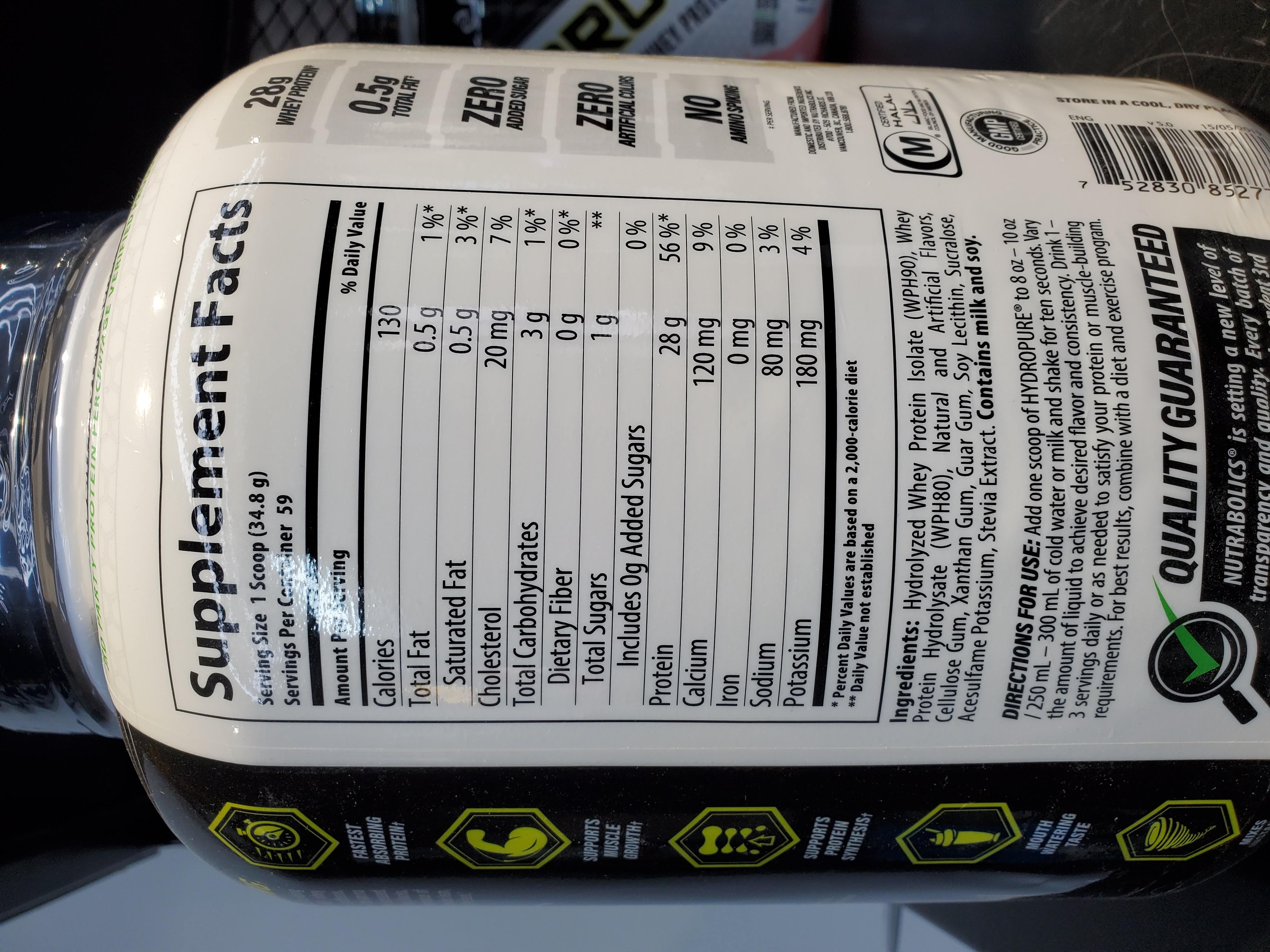 Nutrition Facts Nutrabolic Hydropure