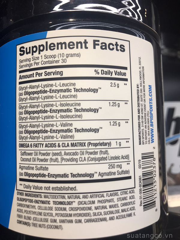 Nutrition Facts Best BCAA 30 servings