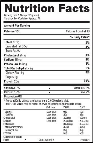 Nutrition Facts ISO HD 5lbs