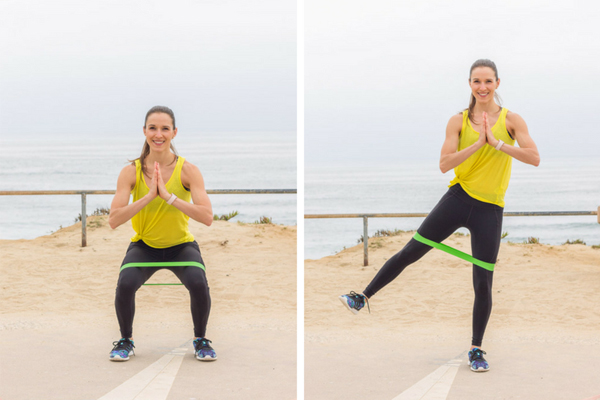 RESISTANCE BAND SQUATS WITH LATERAL LEG LIFTS