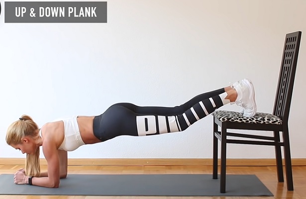 Bài tập tay sau với ghế - Up & Down Plank