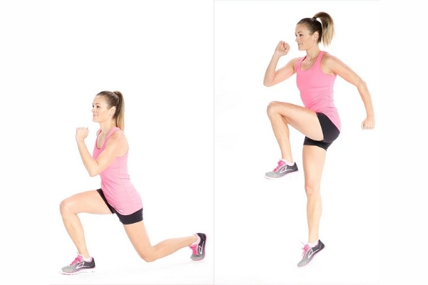 Reverse Lunges With Knee Lift