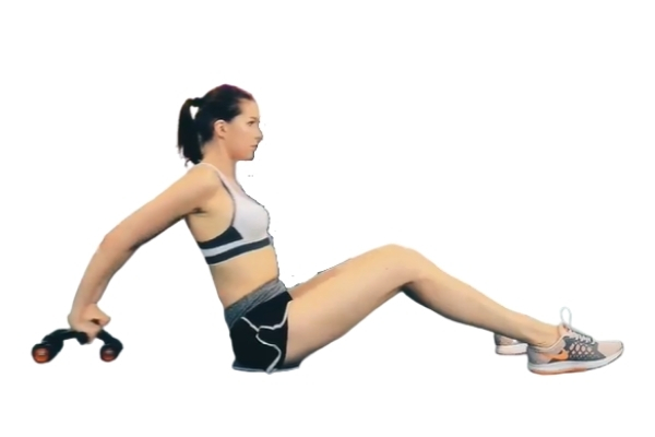 Ngồi đẩy tay sau với con lăn 4 bánh