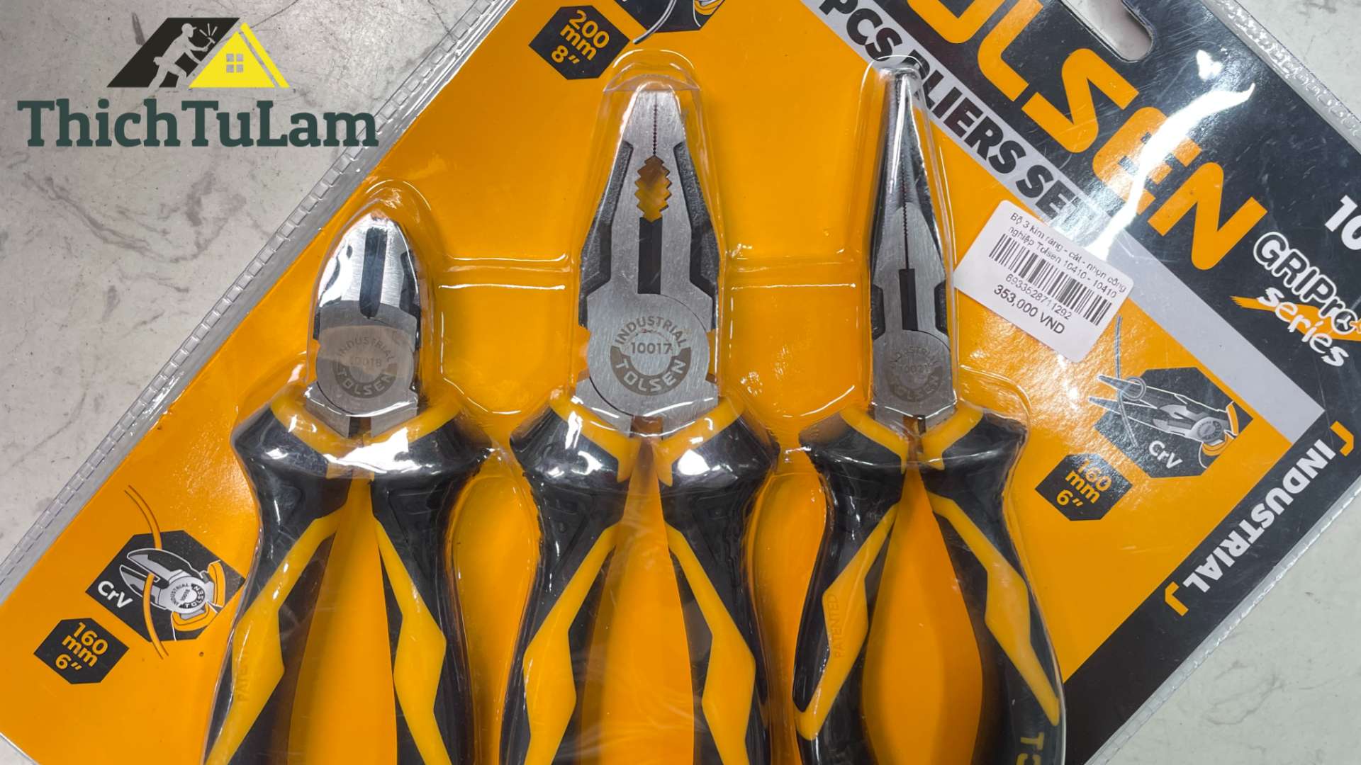 Bộ 3 kìm răng - cắt - nhọn công nghiệp Tolsen 10410