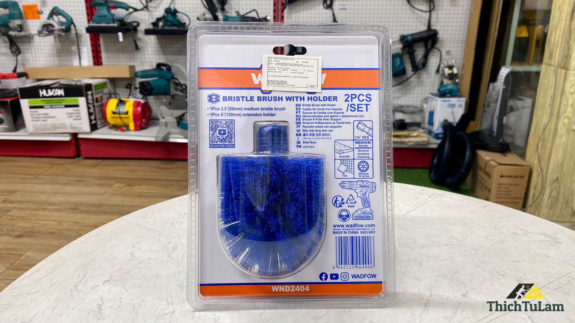 Bộ bàn chải tròn 360 độ và cán nối Wadfow WND2404