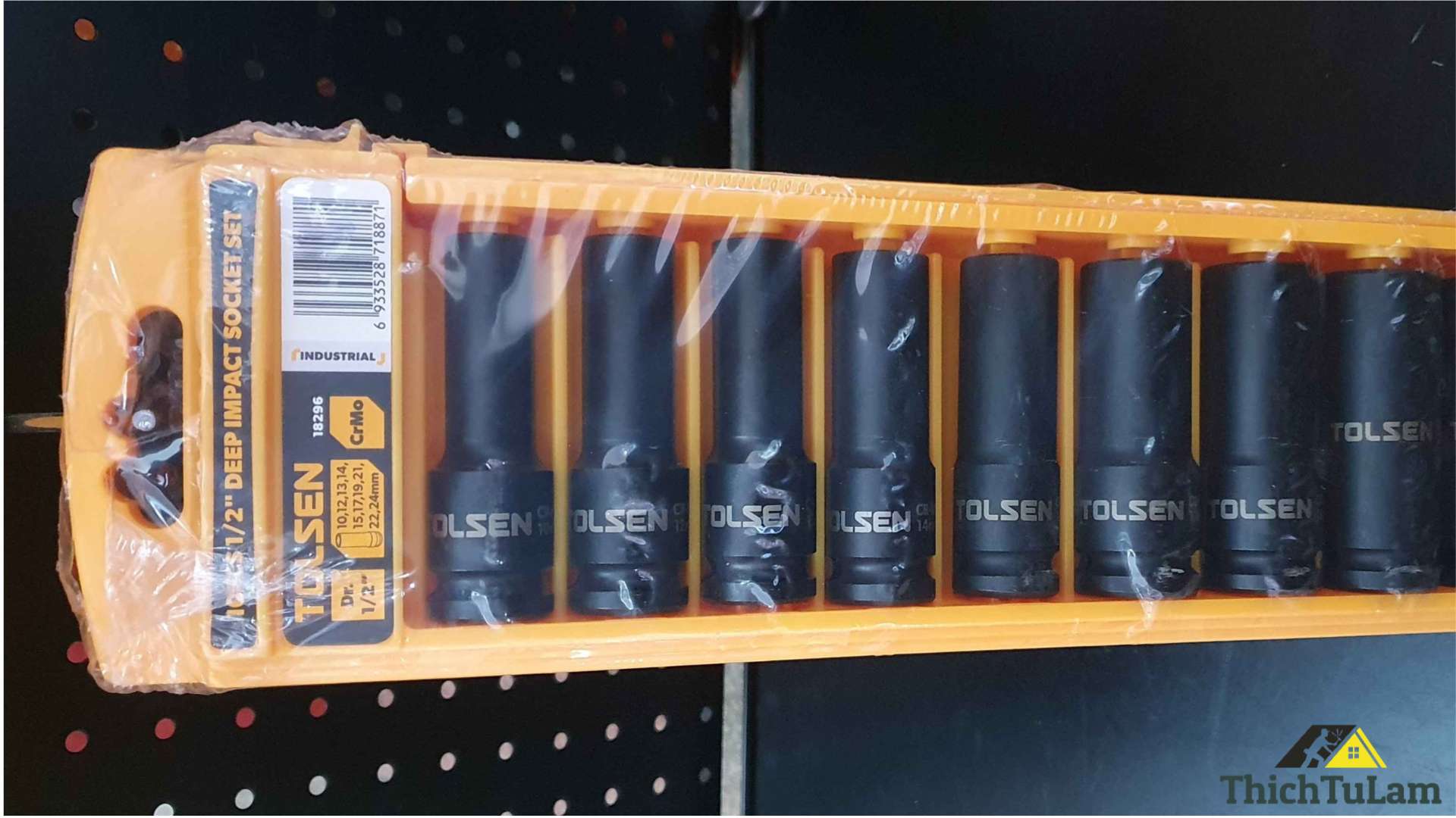 Bộ đầu tuýp 10 đầu 1/2 thép cr-mo loại dài Tolsen 18296