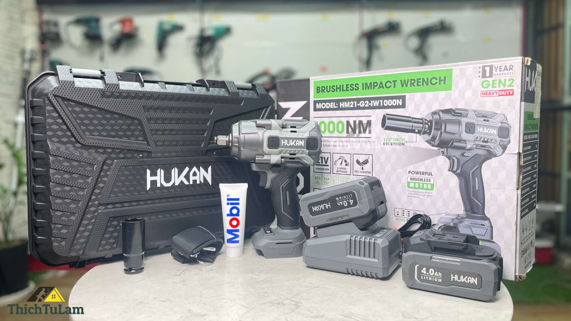 Bộ máy bắn bu lông pin 21v 1000Nm Hukan Gen 2 HM21-G2-IW1000N.2